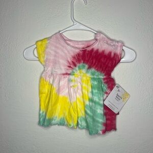 Burt's Bees Baby Tie-Dye Short Sleeve Dress- Multicolor
